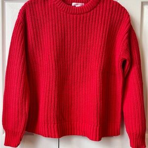 Joe Fresh x Jillian Harris Red Crewneck Sweater with Chunky Knit and Relaxed